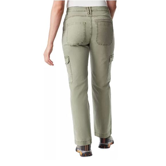 BASS OUTDOOR Women's High-Rise Canvas Cargo Pants NWT LICHEN GREEN SIZE 10 - Picture 2 of 11